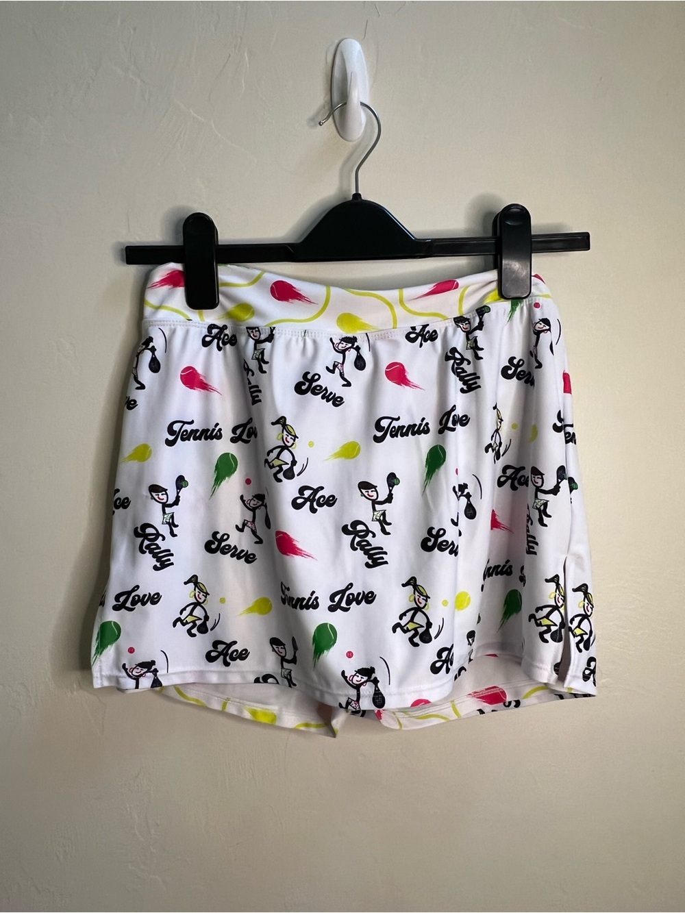 White Tennis-Print Women's Skort - Playful Multi-Color Design